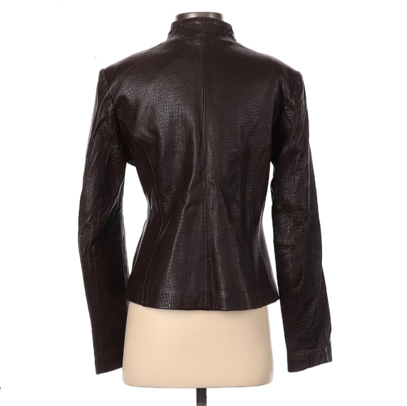 Croc Emboss Leather Jacket - Picture 3 of 6